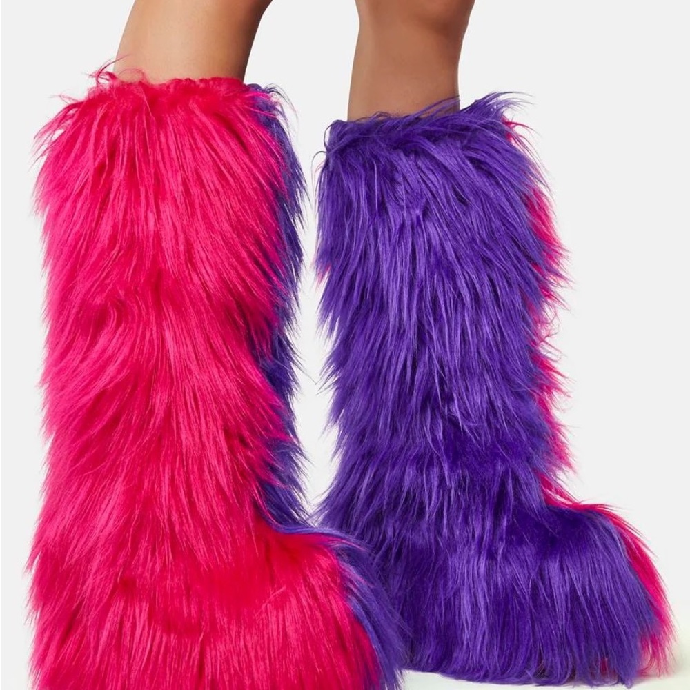 DOLLS KILL Liquid Rhythm Faux Fur Boots